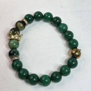 green jade stretch beaded bracelet 10mm 7in natural